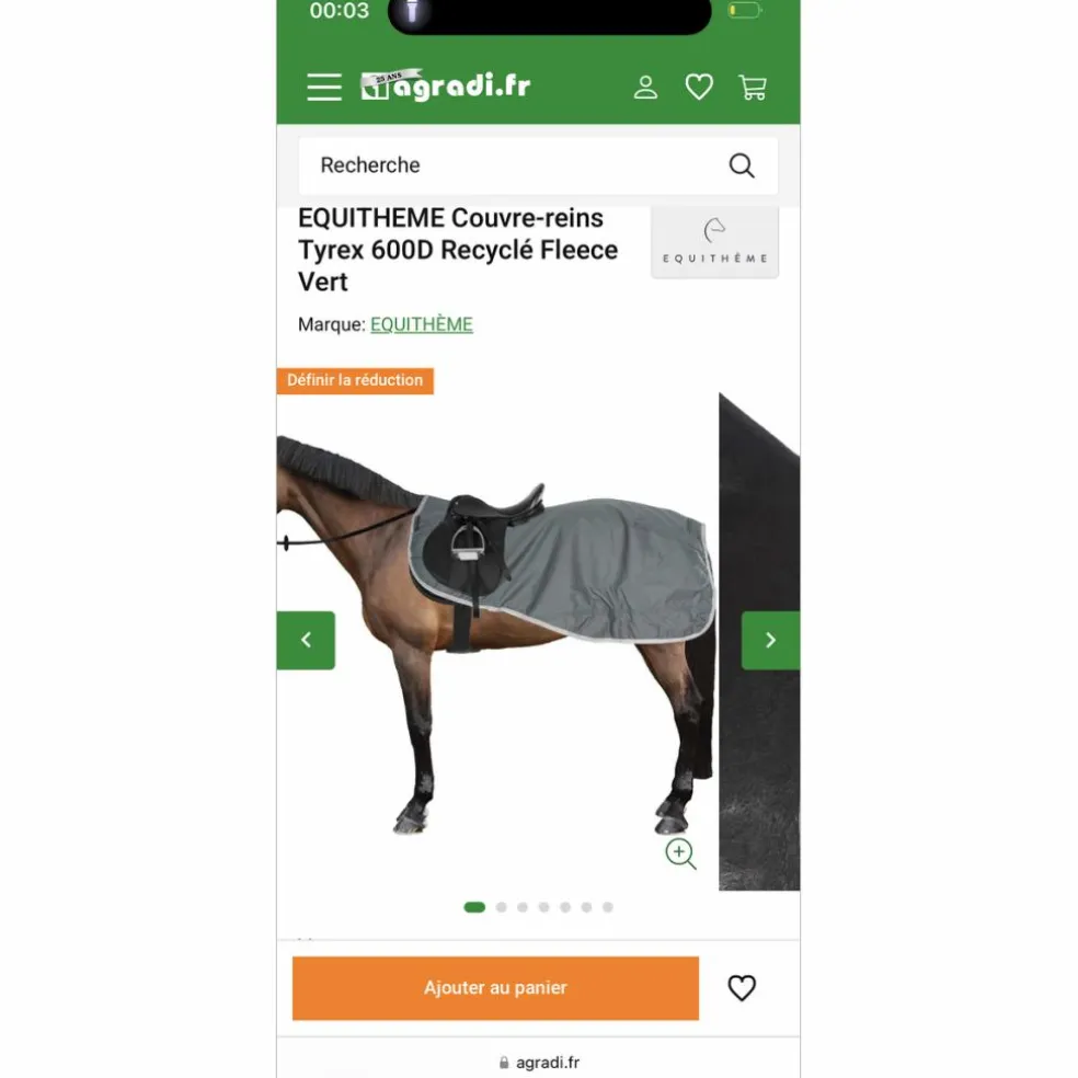 Couvre reins équitheme imperméable vert t150
